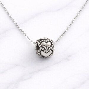 Retired Pandora Everlasting Love Heart Bead Charm: Sterling Silver - ET3687